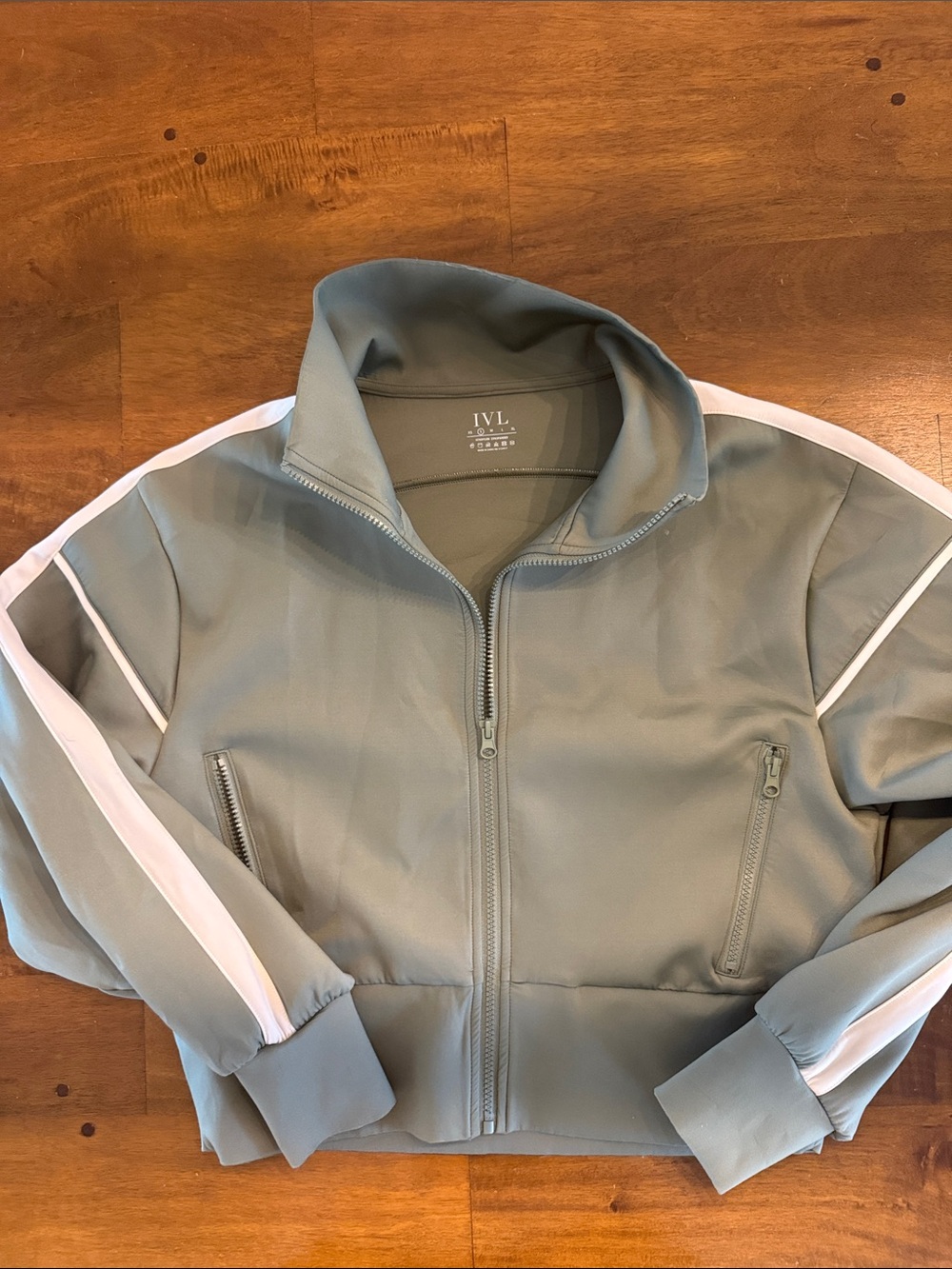 IVL Sage Green Track Jacket with White Stripe